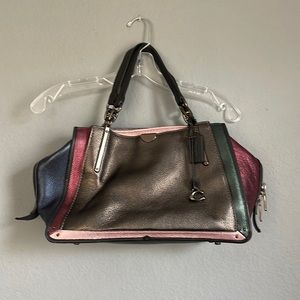 COACH DREAMER 36 Color Block Metallic Satchel Bag
